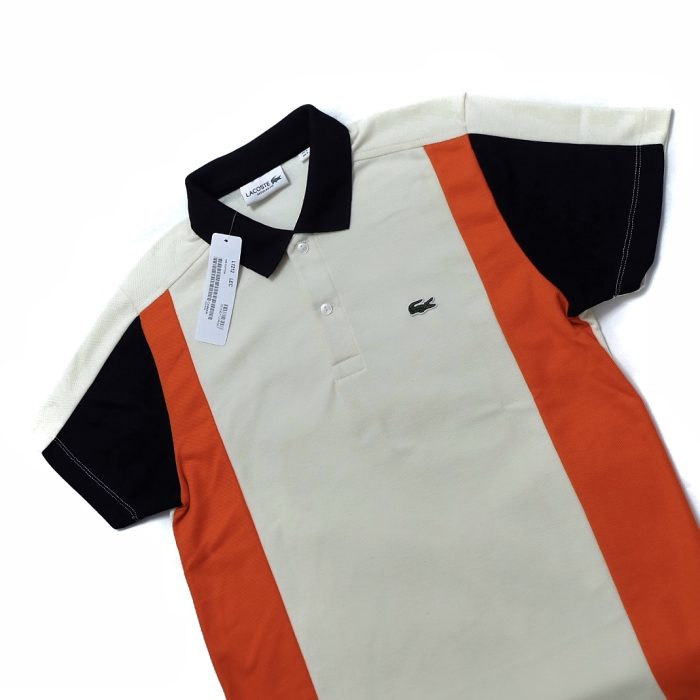 Vertical Tri Color Block Polo Shirt - Cream